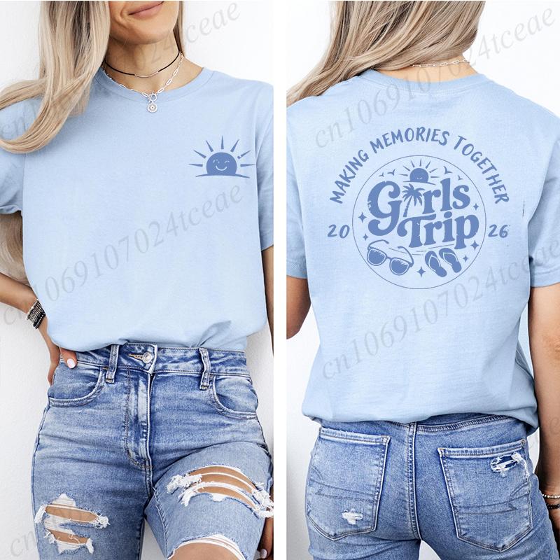 Personalized Beach Vacation Weekend Squad Tee Girls Trip 2026 Shirt Women Fashion Tshirt Summer Tshirts Short Sleeves Clothing S