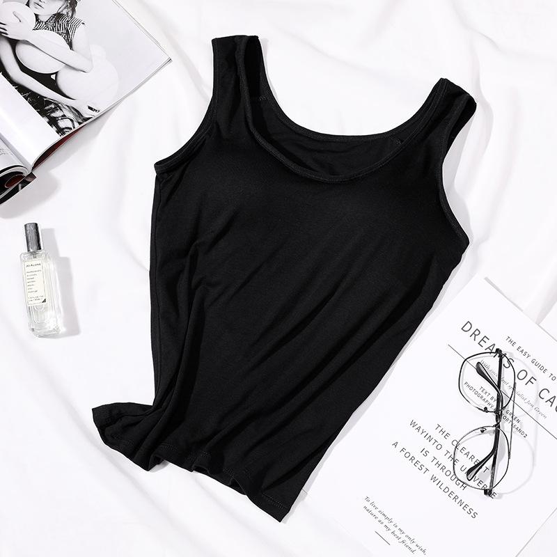 Women's Vest One-piece Vest with Chest Pad Women's No Steel Ring No-wear Bra Cup Women's Outer Wear Base