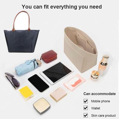 Handbag Organizer Insert Lightweight Felt Wallet with Inner Zipper Design Durable Protects And Organizes Wallet Daily Use
