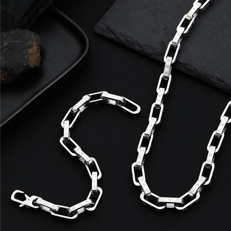 Stainless Steel Engraving Link Chain Bracelet Men and Women Friendship Combination Gift Metal Solid Hardened Bracelet Jewelry
