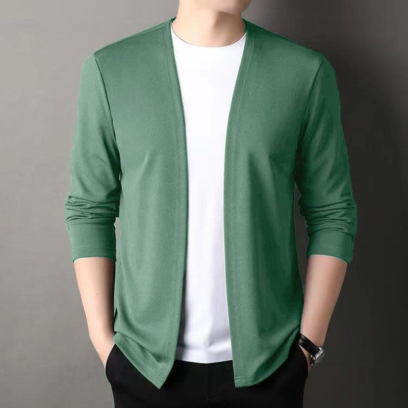 Giacca Cardigan Uomo Primavera e Autunno Manica Lunga Casual Versatile Casual Primavera Capo Esterno Top Trendy