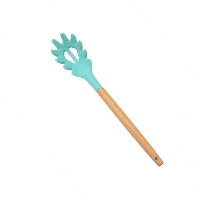 1PC Silicone Wood Turner Soup Spoon Spatula Brush Scraper Pasta Server Egg Beater Kitchen Cooking Tools Kitchenware Green/Pink