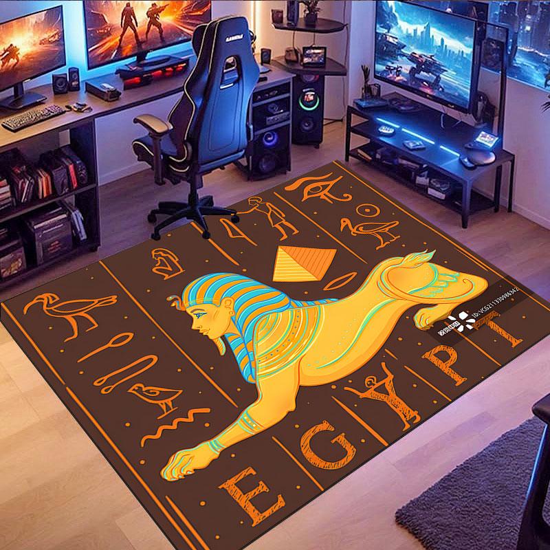 Ancient Egyptian-themed rug, suitable for living room, bedroom, game room, computer room and home décor.