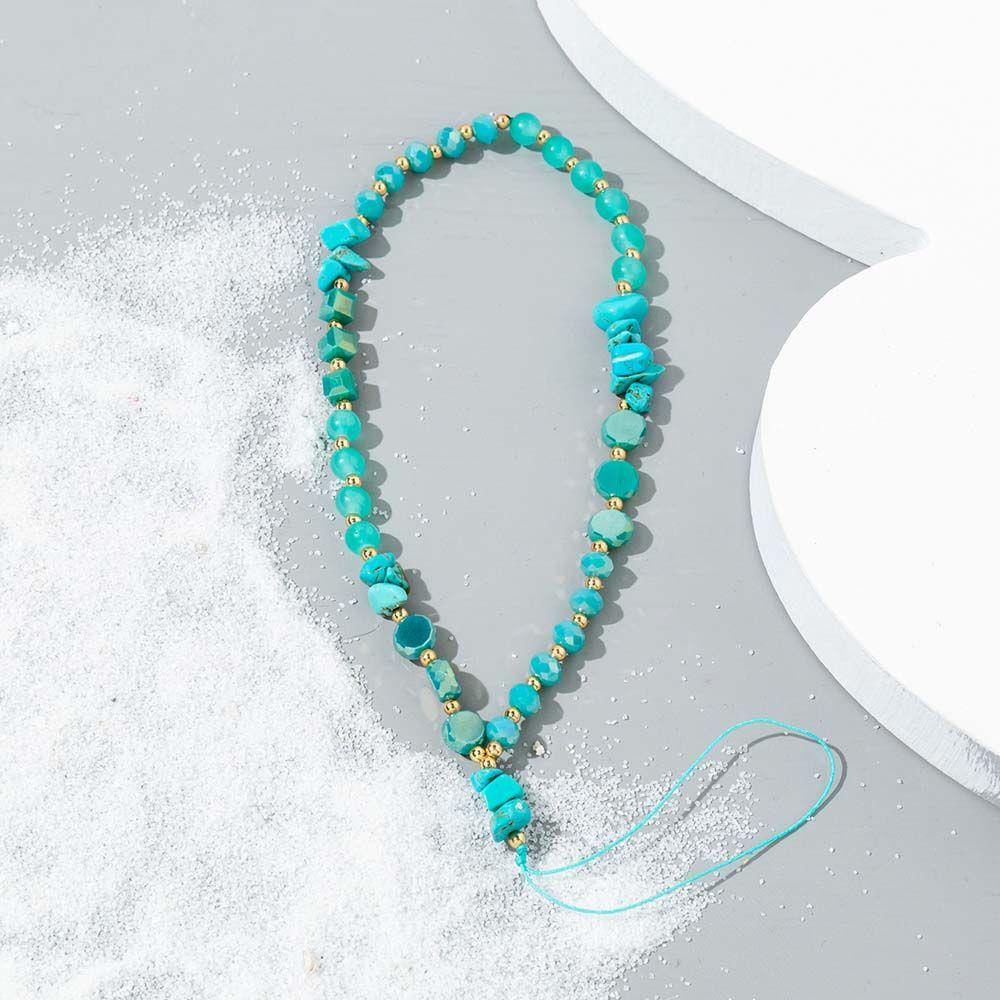 Pearl Gravel Letter Beads Chain Cell Phone Lanyard Mobile Phone Strap Crystal Stone Beads Lanyard