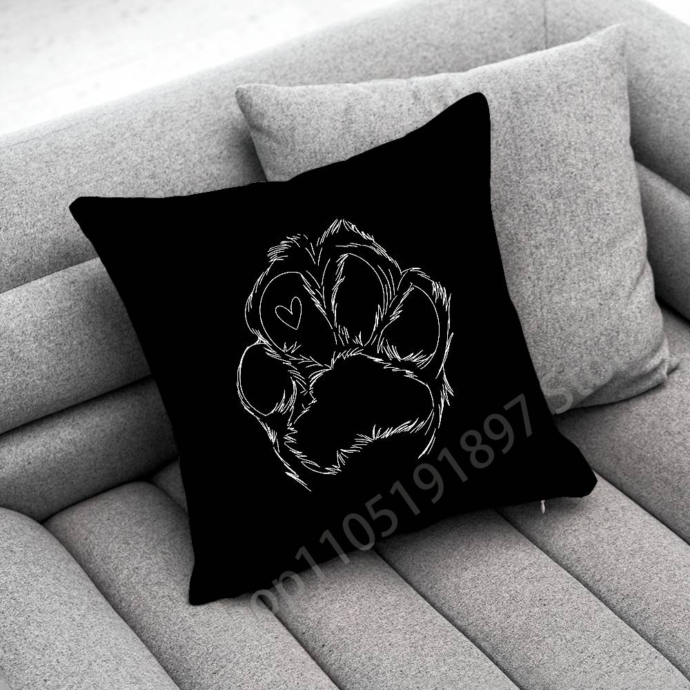 Dog Footprints Puppy Paw Print  Throw Pillow Case For 50x50cm 30x30cm 55x55cm 45x45cm 40x40cm Square Bed Pillowcase Cover
