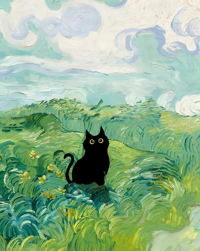 Van Gogh Black Cat Sunflowers Funny Art Matisse Monet Canvas Painting Posters And Prints Wall Pictures For Living Room Decor