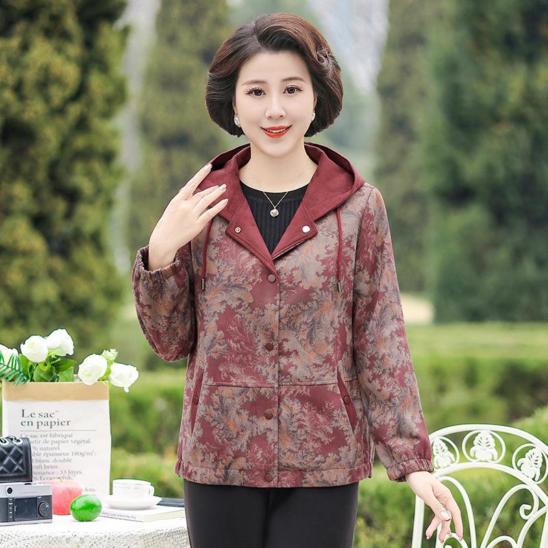 Women s Hooded Jacket for Middle-aged & Elderly (Spring & Autumn 2026) – Loose & Stylish 4XL красный