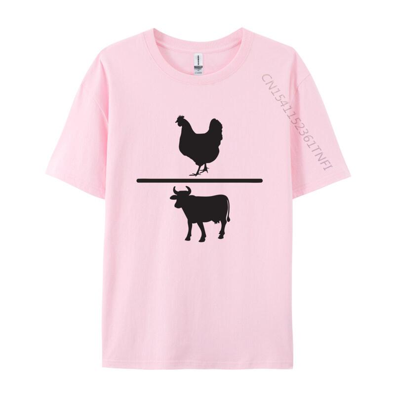Vintage Chicken Vs Cow Tshirt Printed Tee Shirts Vintage High Quality New Tops Adult Clothing Oversize