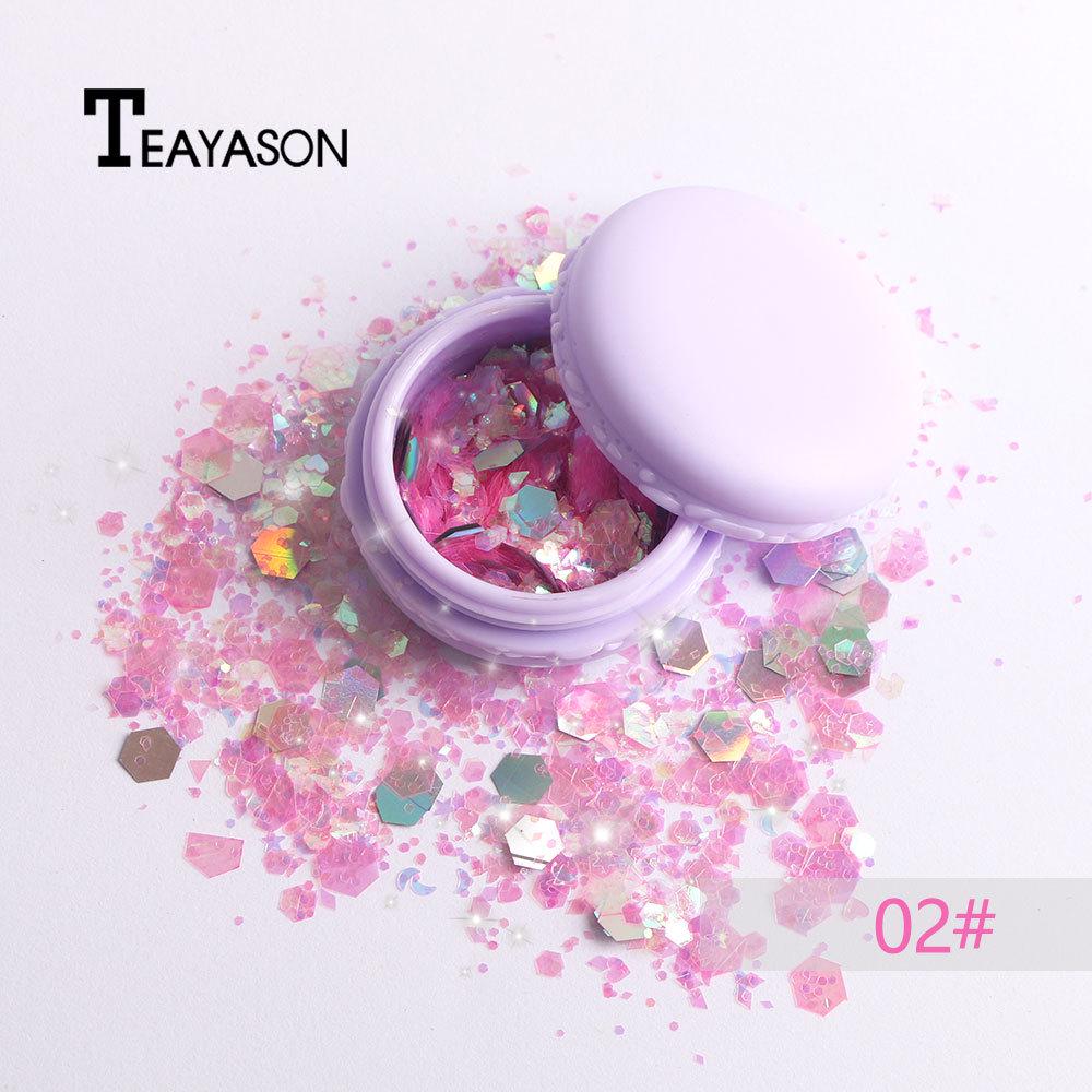 TEAYASON Harajuku Zima Malun Laser-Pailletten im europäischen und amerikanischen Stil, leuchtendes Puder-Schönheits-Make-up, Musikfestival-Make-up