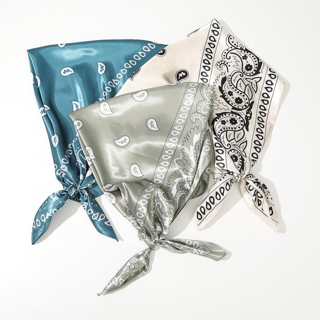 AWAYTR Satin Cashew Headband Hair Scarf Bands for Women Party Headwear Elegant Print Bandana Turban Hairband Headpiece