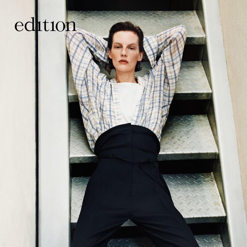 Edition Boho Plaid Ramie Long-Sleeve Shirt