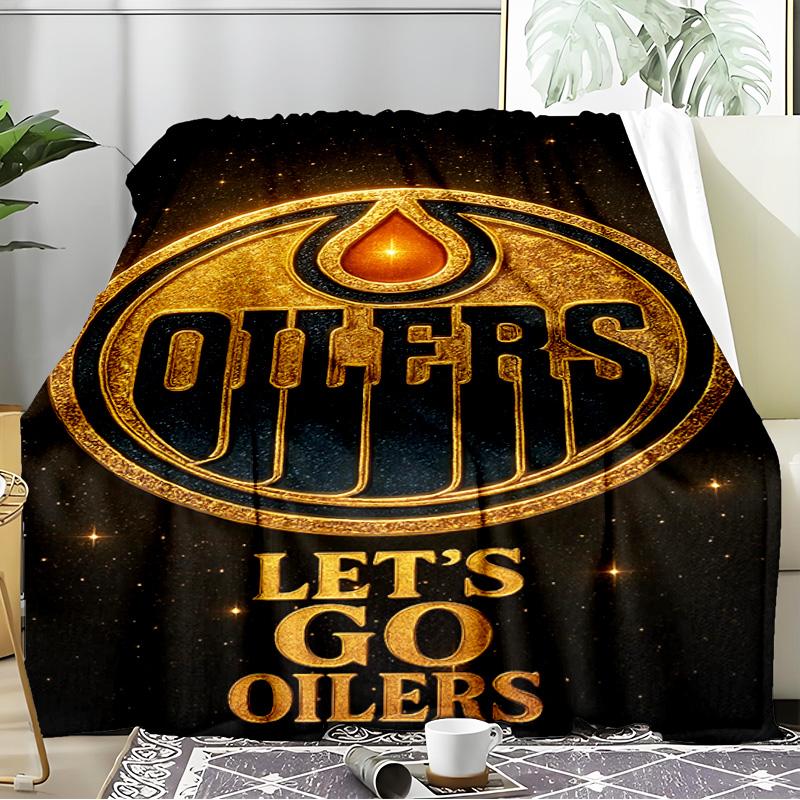 Energetic Oilers Team Spirit Blanket Flannel Throw for Sofa, Indoor, Camping, Living Room, Office, Chair, And Bed Soft Birthday Gift