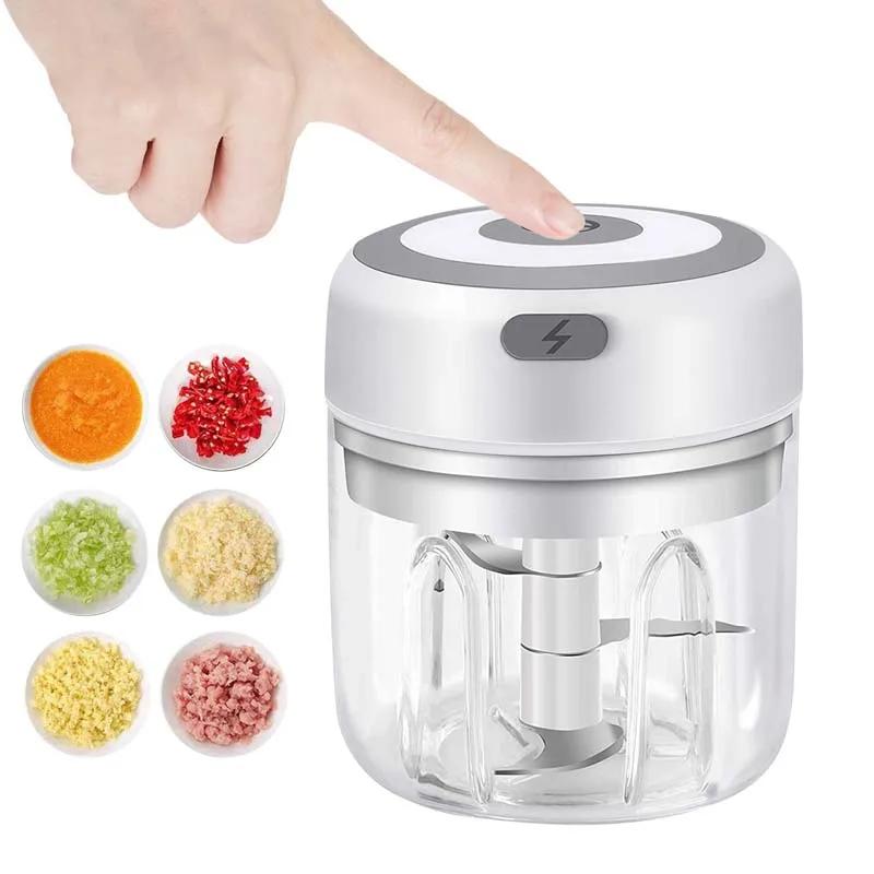 Mini Wireless Electric Garlic Crusher Ginger Chili Vegetable Masher Machine Kitchen100ml/250ml Portable Chopper USB Charging