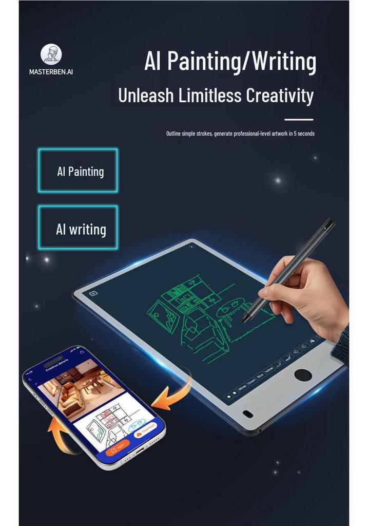12-inch AI Smart Drawing Tablet: Electronic Design & Handwriting Board for Office & Students