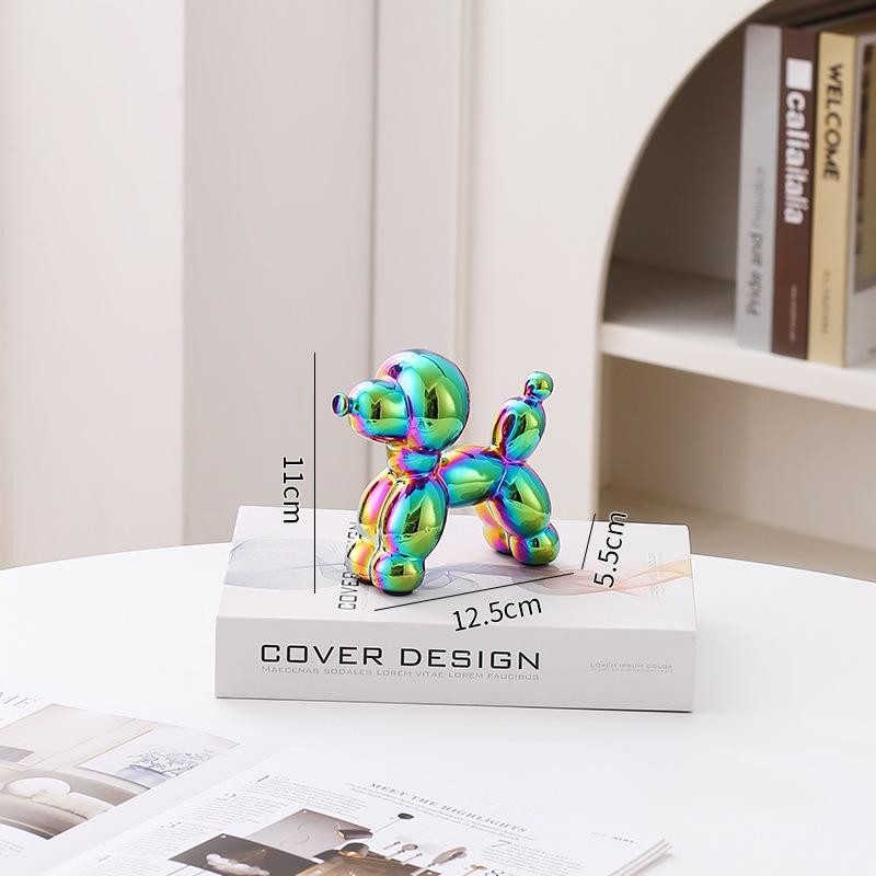 12.5cm Mini Ceramic Poodle Abstract Ornament Creative Sculpture Study Room Statue Home Office Accessories Festival Decoration