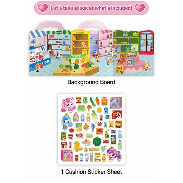 HERGESTELLT IN KOREA - Süß-Saurer Fang! Teenieping Kissenaufkleber-Set (Blumenladen / Markt / Dessertladen / Food Court) (5 Optionen)