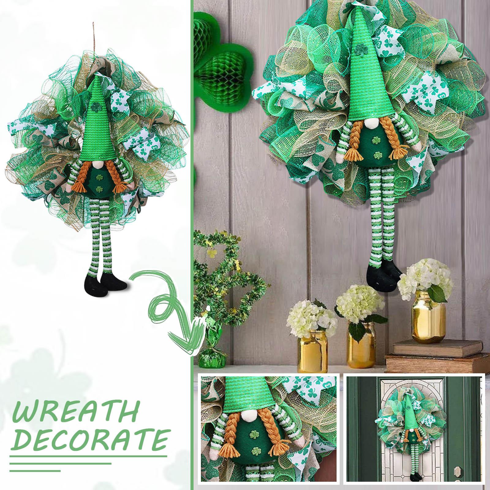 

St Patrick s Day Leprechaun Green Wreath, Clovers Green Leprechaun Ribbon Wreath, St Patrick s Day Leprechaun Ribbon Wreath For Front Door Wall Stair