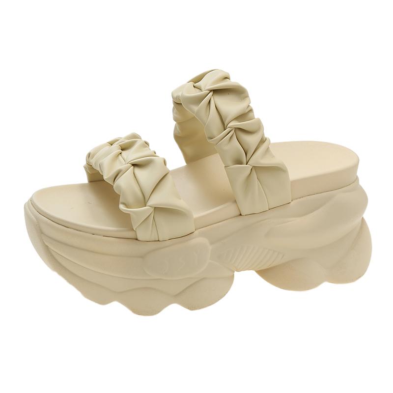 2024 Nové letní módní dámské pantofle na klínu, venkovní sandály s hrubým podpatkem, plážové ležérní pantofle pro ženy, boty pro ženy