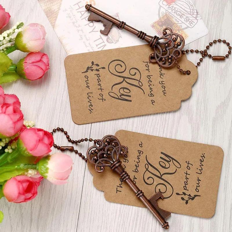 50Pcs Crown Key Bottle Opener Beer Wine Opener Wedding Favors Gifts for Guests Rustic Home  Party Decoration Gift