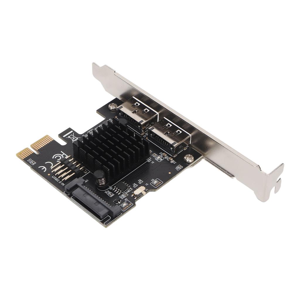 PCIE to Power ESATA Expansion Card 2 Port 6.0Gbps Support Hot Swap Plug and Play PCI Express SATA Card for Desktop