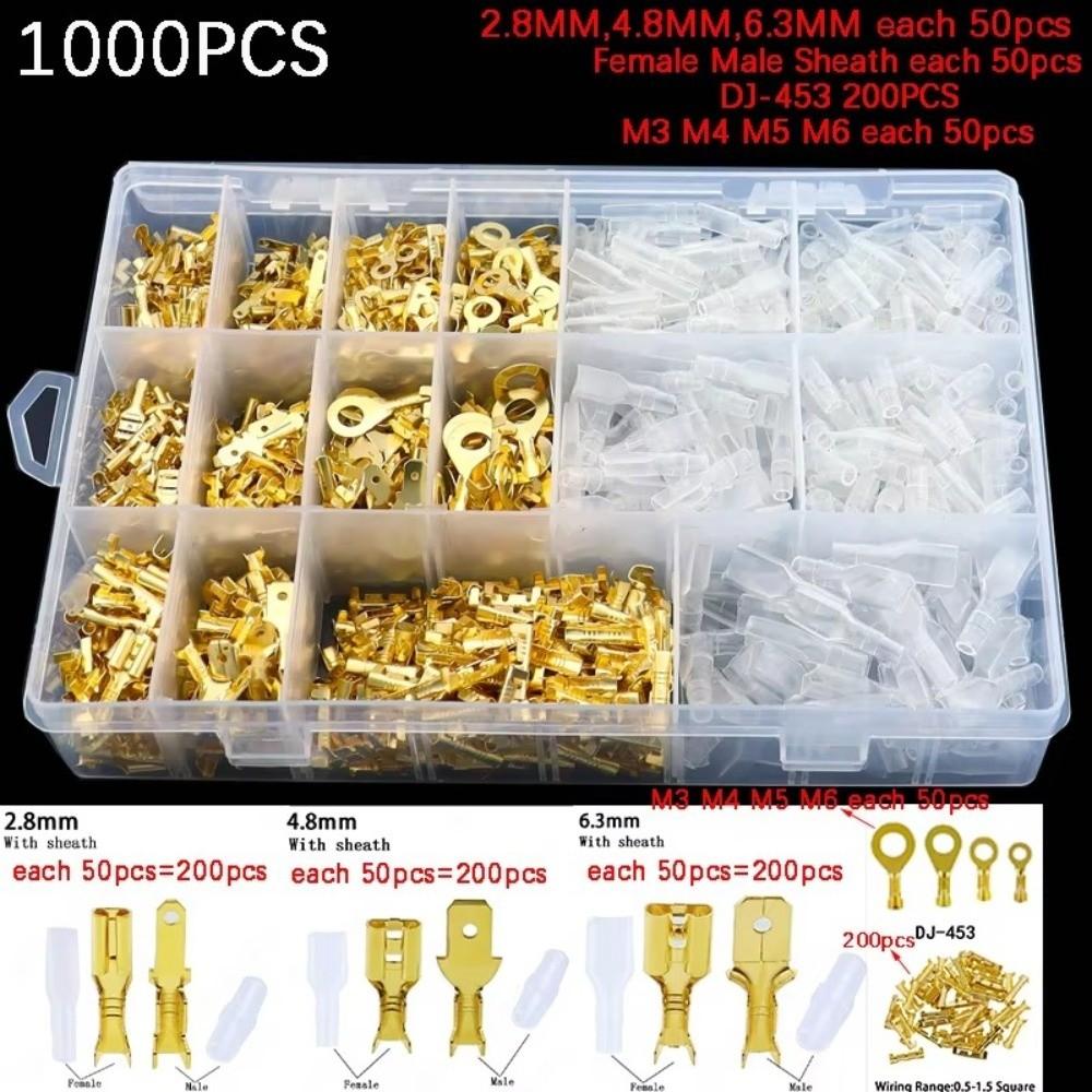 1000/1050 pcs Wire Wrap Connector Termin Spade Connectors Insulating Sleeve Wire Connector Car