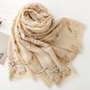 Spring and Summer Cotton and Linen Scarf Rabbit Ear Knot Bow Chain Fur Edge Scarf Warm Shawl