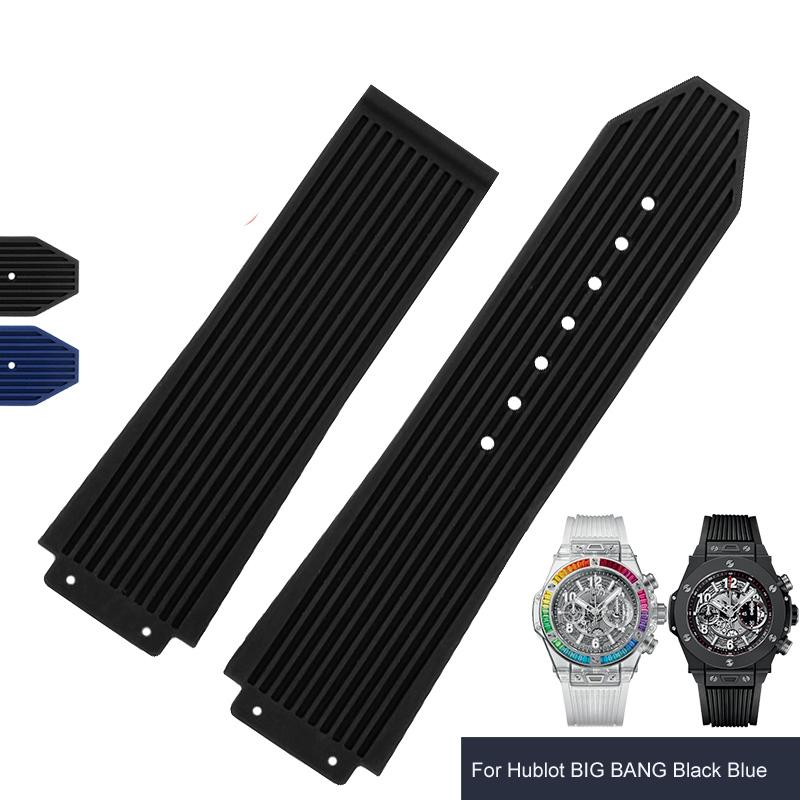26*19mm Silikonowy Pasek do Zegarka Pasujący do Hublot BIG BANG Czarny Męski Pasek Z Klamrą Motylkową Narzędzia Akcesoria do Zegarków