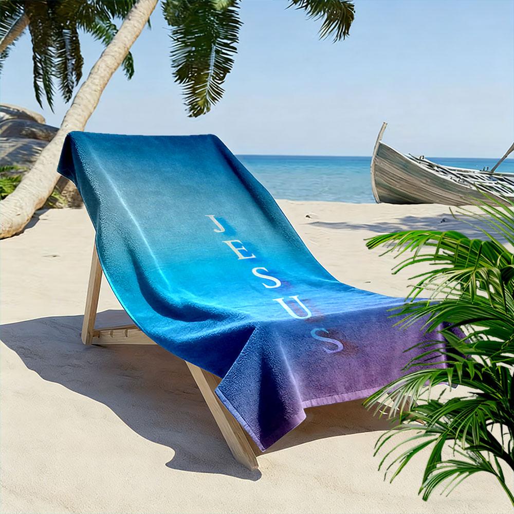 Jesus Gradient Blue Towel A must-have beach towel for beach travel