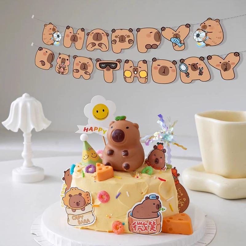 Cartoon Capybara Balloon Banner Kids Birthday Party Decoration Aluminum Film Capipbara Balloon Baby Shower Party Accessories
