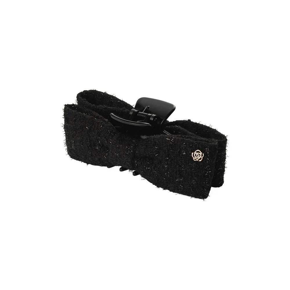 Tweed Ribbon Hair Claw Clip Black RA25D47L