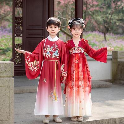 Σετ Hanfu & Tang Suit για Παιδιά: Καλοκαιρινό Φόρεμα Παραδοσιακού Κινεζικού Στυλ για Αγόρια και Κορίτσια