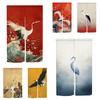 Japanese Style Noren Door Curtains Bird Crane Wave Pattern Polyester Split Doorway Curtain Kitchen Entrance Hanging Half Perfect For Cooking Area