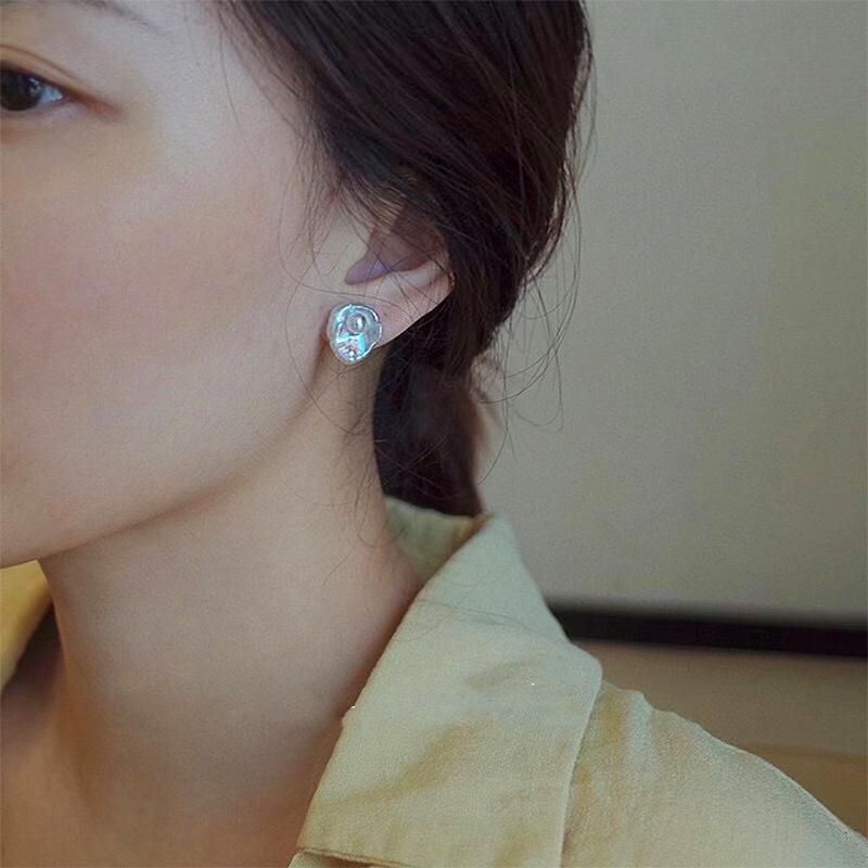 Französische Barock Süßwasserperlen Blumen Ohrstecker in s925 Sterlingsilber