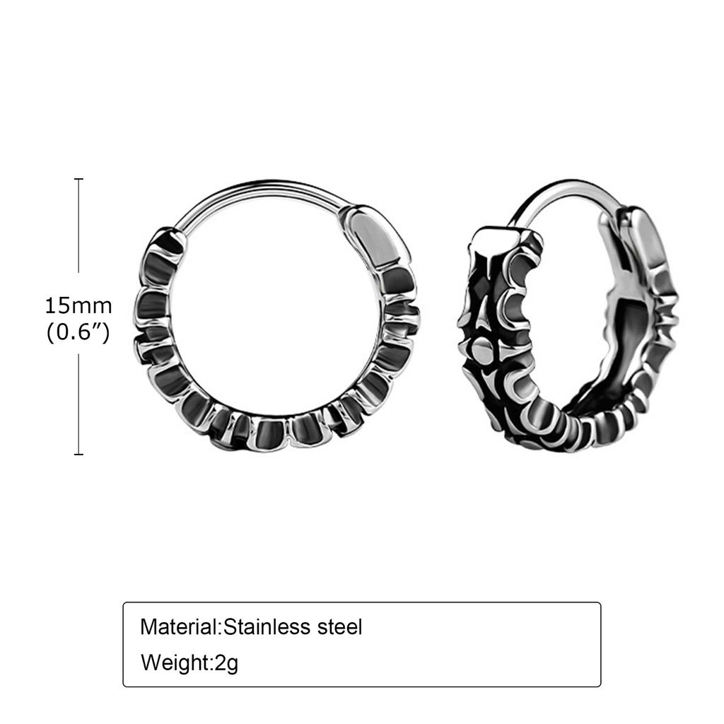 Vnox Gothic Hoop Earrings for Men Women, Skull Stainless Steel Huggies, Vintage Retro Metal Ear Jewelry
