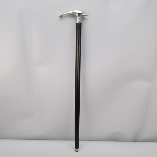 91.44 Cm Walking Stick, Wooden Cane, Dolphin Handle, Fish Shaped Handle, Black and Silver