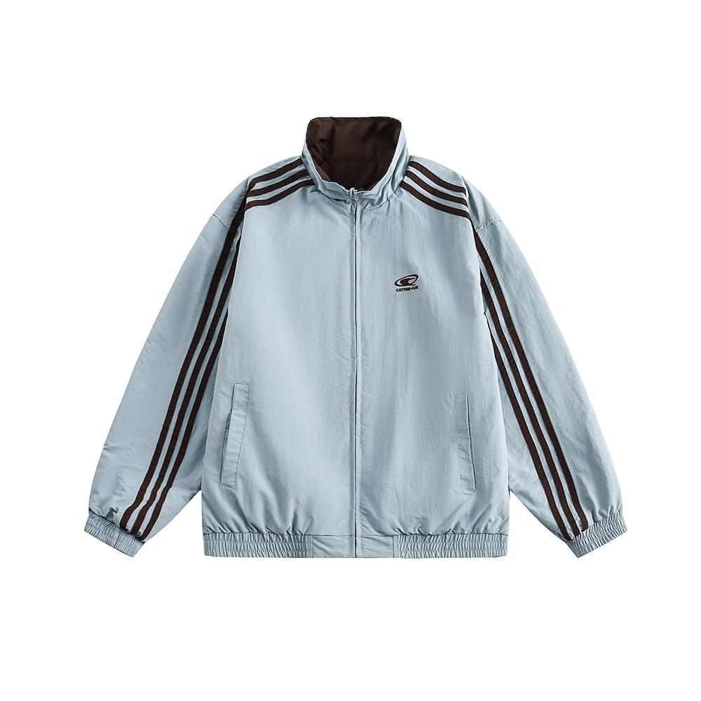 CATTEE Zweifarbige Kontrastjacke mit Stehkragen - Unisex Lässig Frühling/Herbst Lockere Passform