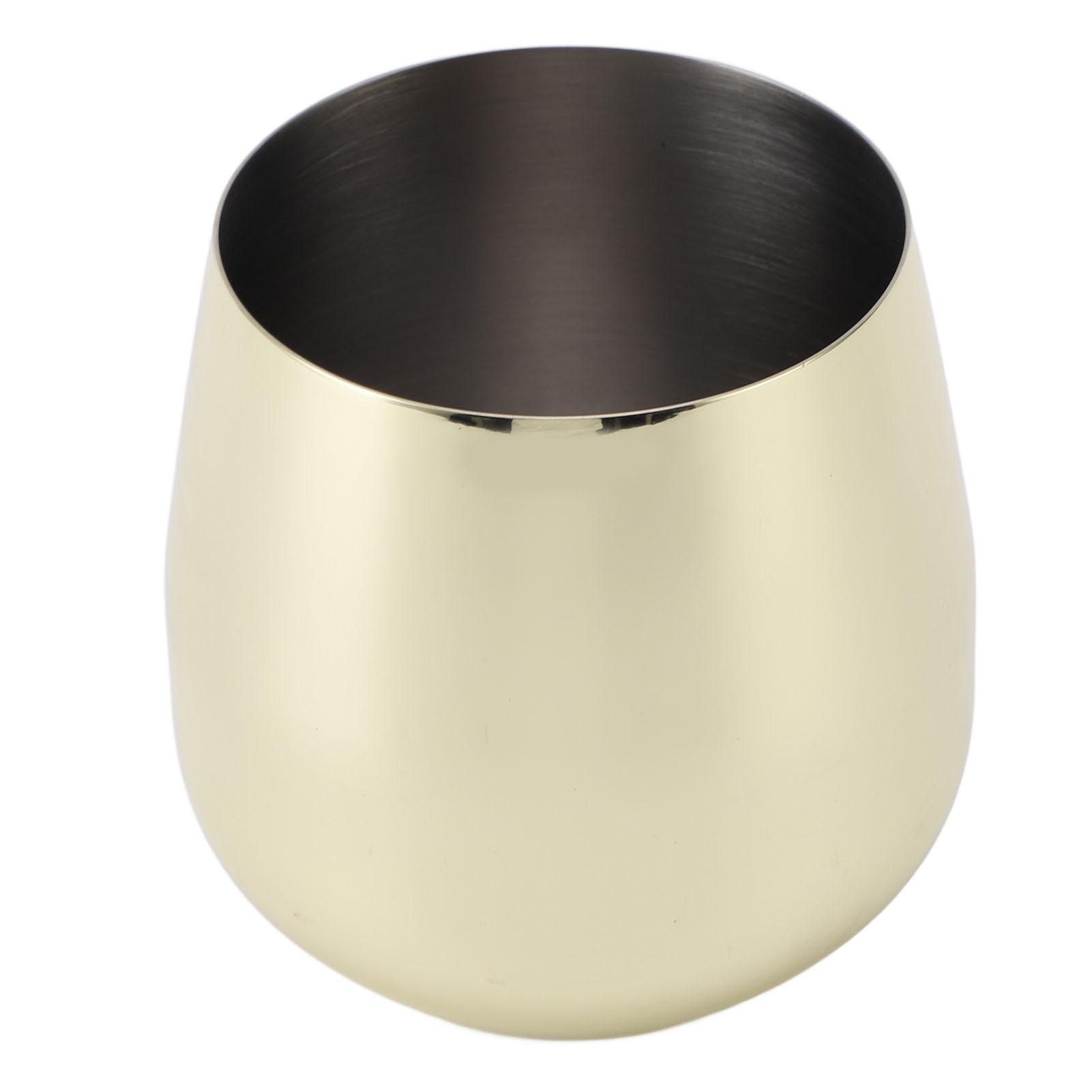 

Stainless Steel Wine Glass Stemless Egg Shape 550ml Unbreakable Portable for Bar Outdoor Events Gold Plating L