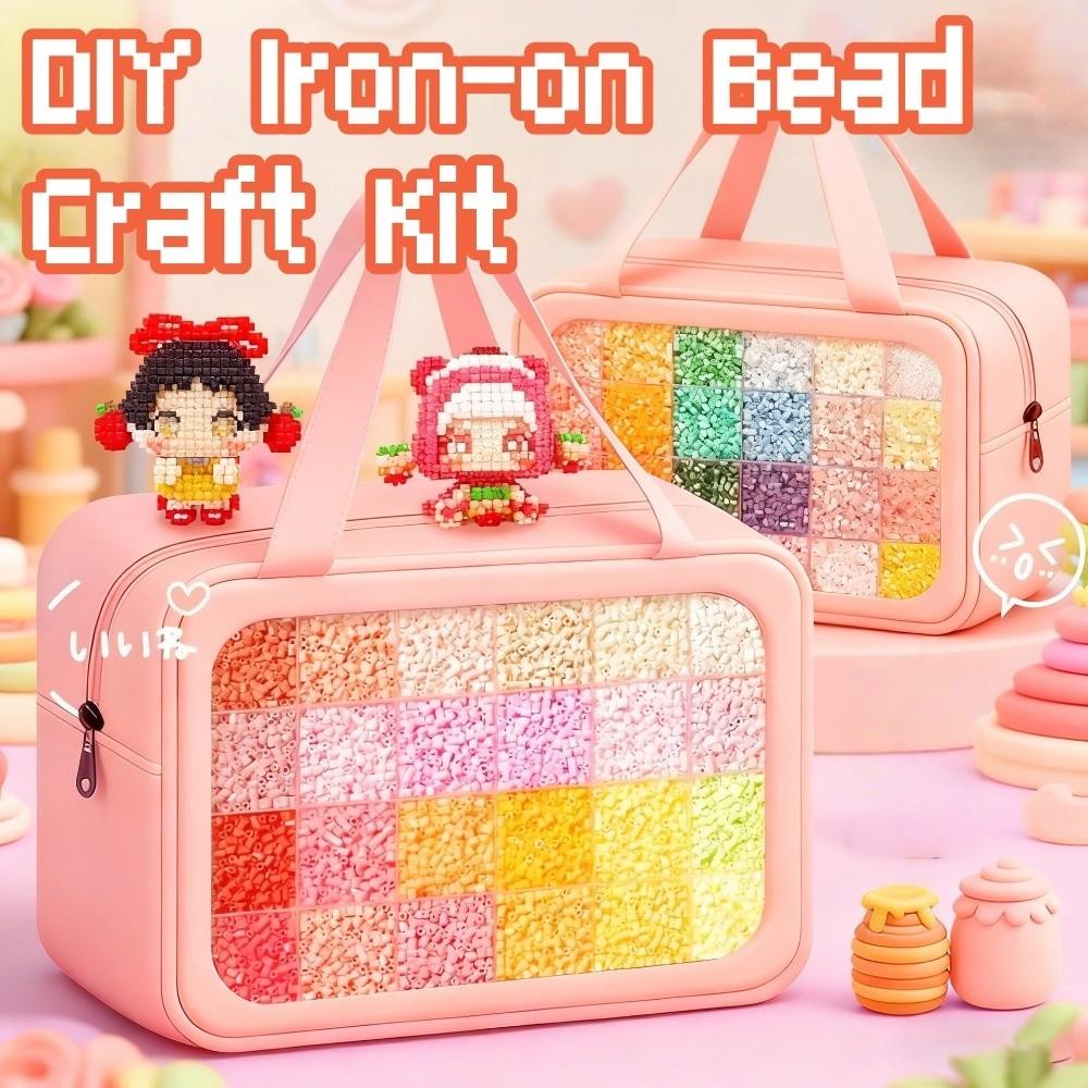 24/48 Colors Iron-on Bead Craft Kit Pegboard Sheets Fuse Beads Perler Beads Educational Toys