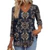 Women's T Shirt Print 3/4 Sleeve Fashion Basic V- Neck Regular Top