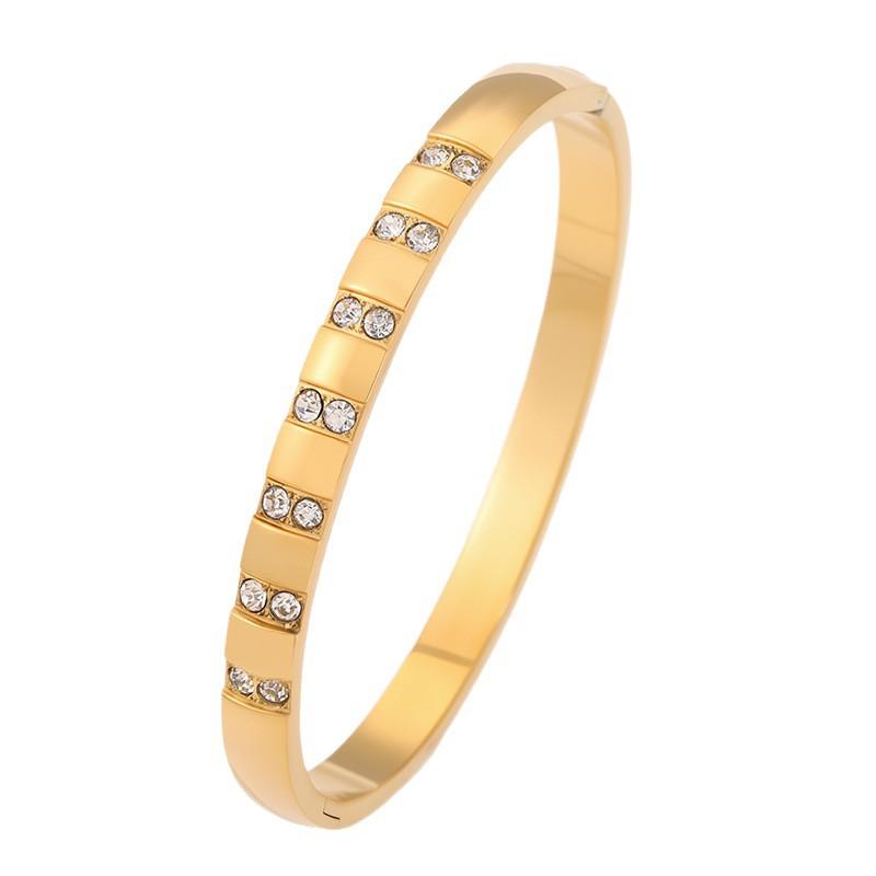 Fashion light luxury diamond-encrusted curved stainless steel women's high sense does not fade niche elegant titanium steel