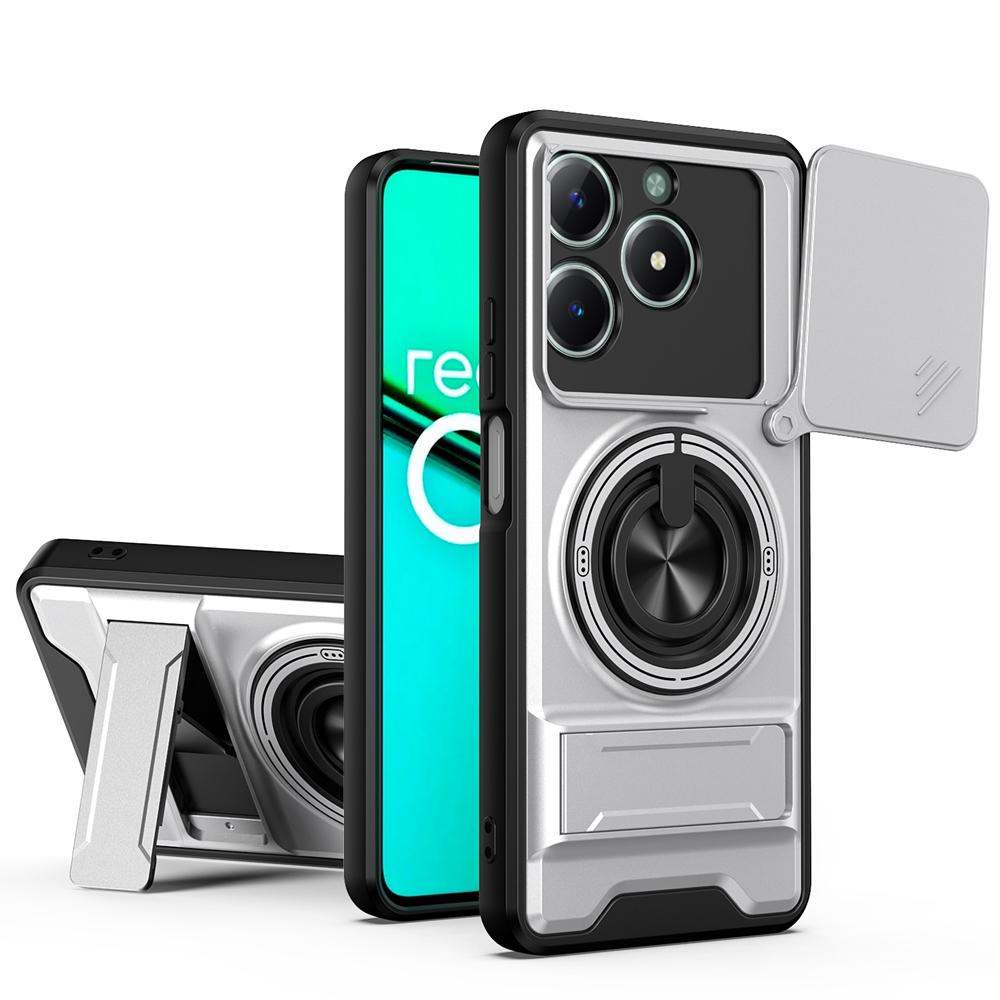 KEYSION Magnetic Phone Case for OPPO Realme C61 C63 Slide Camera Protection Upright Kickstand 360 Ring Shockproof Back Cover
