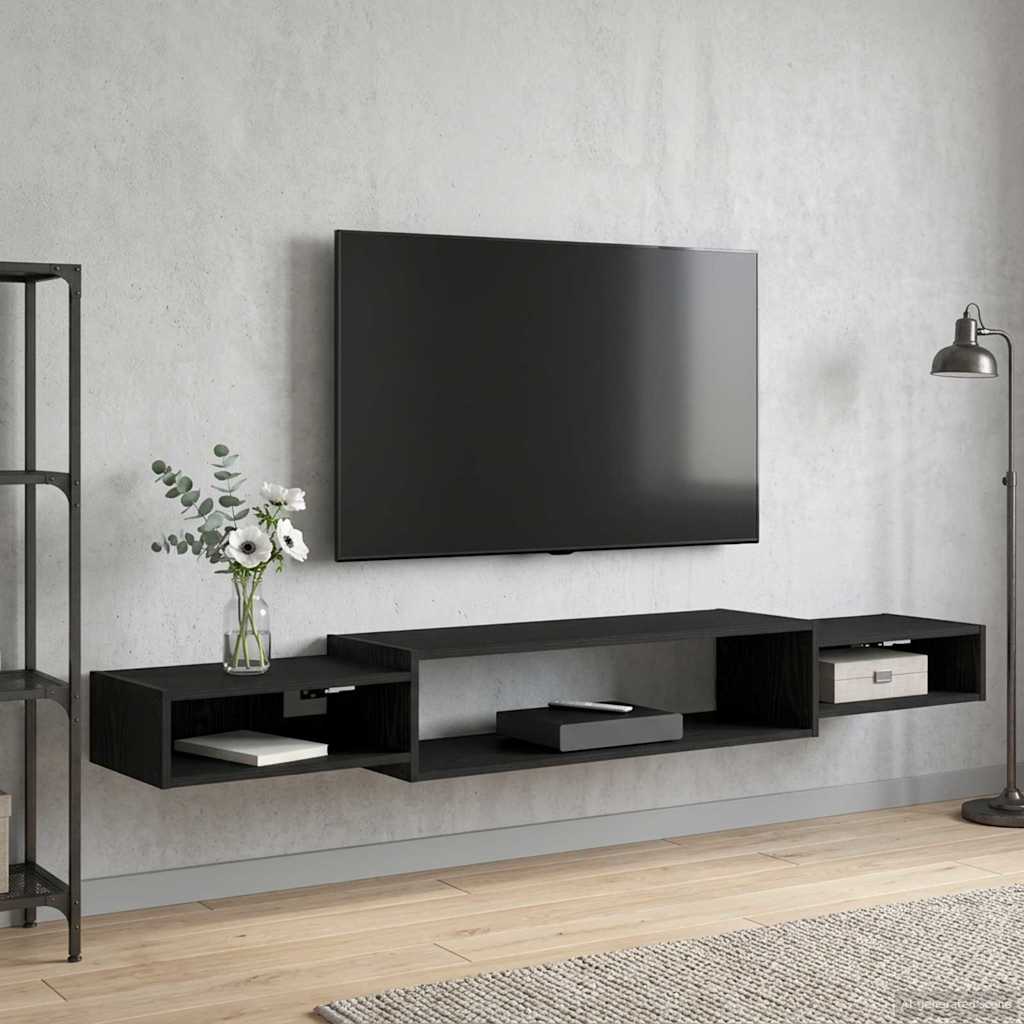 Wall Mounted TV Cabinet Wall Bracket Black Oak