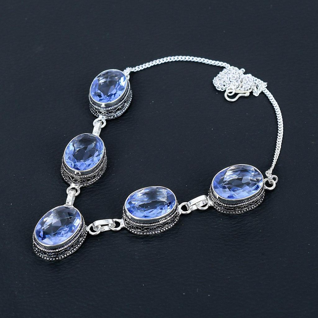 Iolite Gemstone Handmade 925 Sterling Silver Necklace, Antique Jewelry Necklace, Iolite Necklace For Women, Birthstone Jewelry For Gifts
