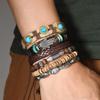 Bohemian Style Multi-Layer Beaded Leather & Coconut Shell Men's Bracelet Set (6 Pieces)