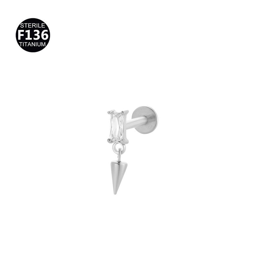 F136 Titanium Flower Tapered Chain Internally Threaded Lip Barbell Cartilage Tragus Stud 0.9mm 1.2x6mm teeth m0.9