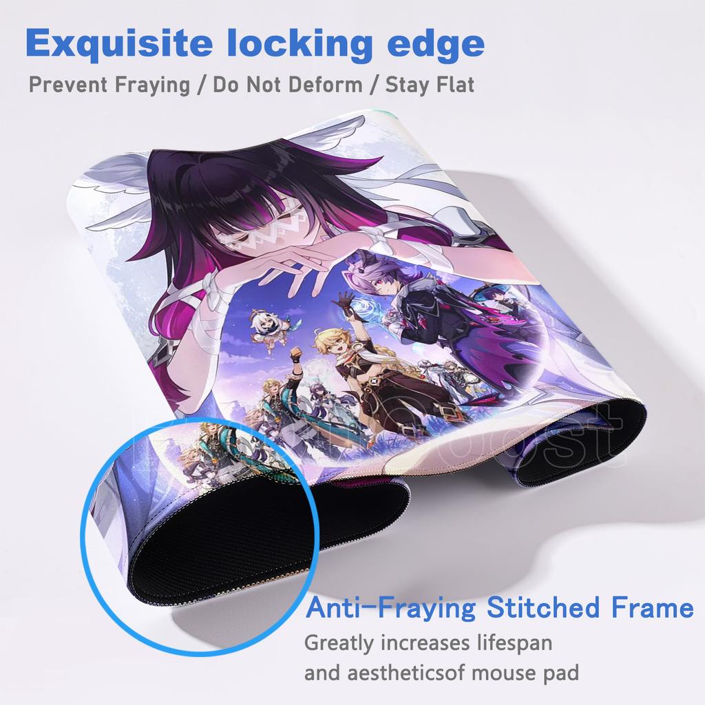 Genshin Impact Columbina Durin Tapis de Souris Anime Tapis de Souris Accessoires Gaming pour Ordinateur Portable Tapis de Souris Grand Tapis de Bureau Tapis pour Clavier d'Ordinateur