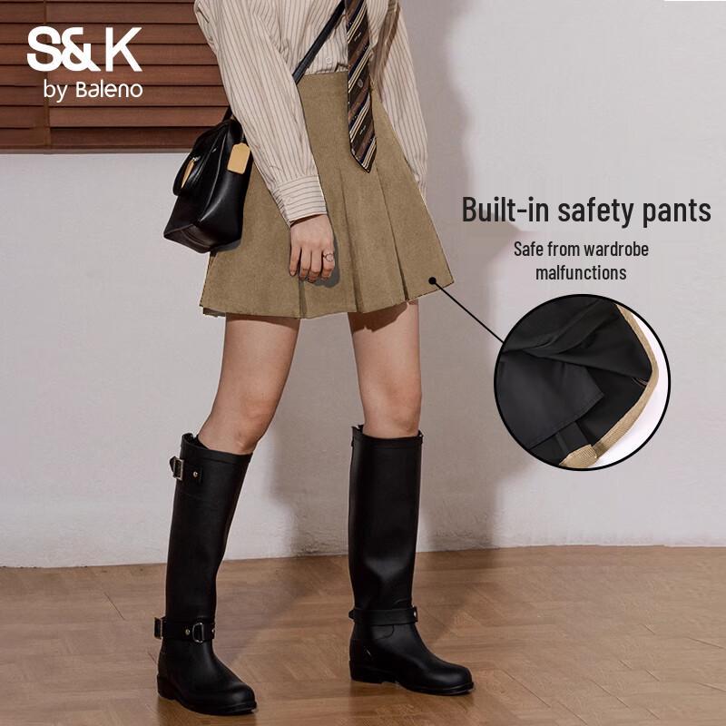 

Baleno S&K Women s Corduroy Pleated A-line Mini Skirt M