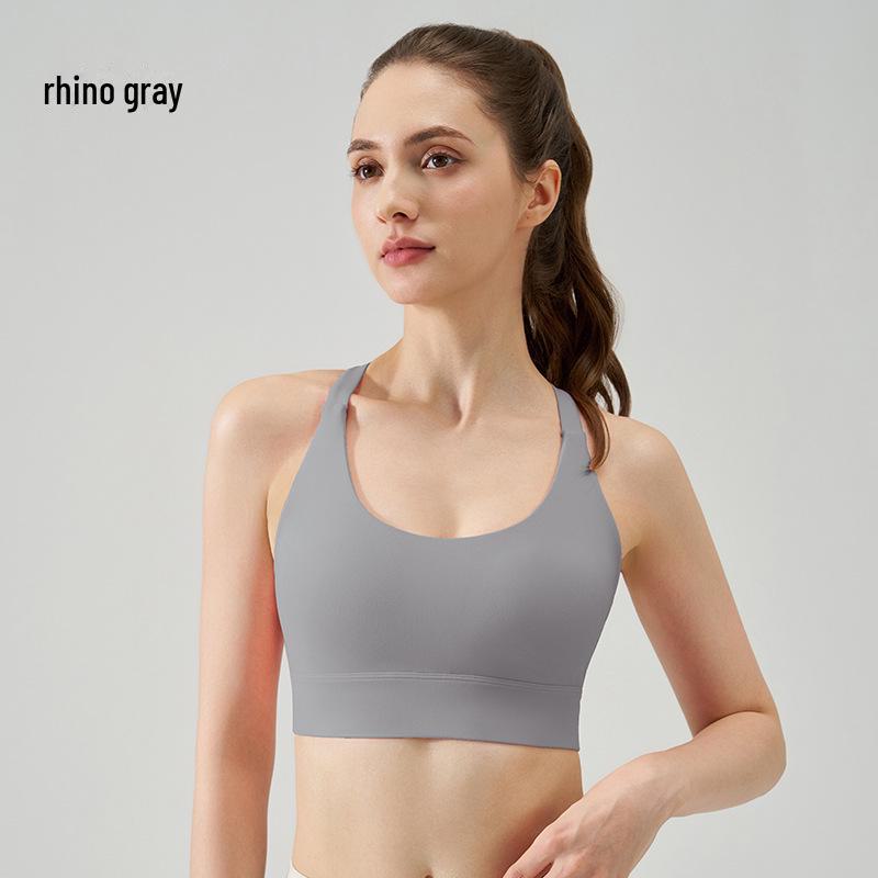 NS Women's Nude Backless Summer Yoga Vest with Shock-Absorbing Buckle & Water Drop Cross Back Sports Bra