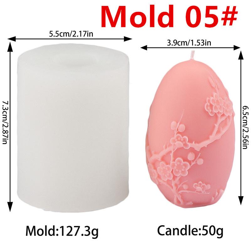3D Easter Egg Silicone Candle Mold DIY  Rose Sunflower Phalaenopsis Patterns Easter Egg Candles Gypsum Home Decor Gift