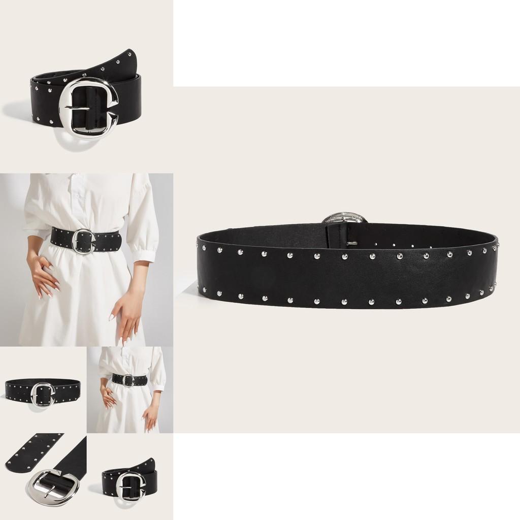 Spired Leather Belt With Metal Pin Buckle For Youth Street Style And Trendy Look